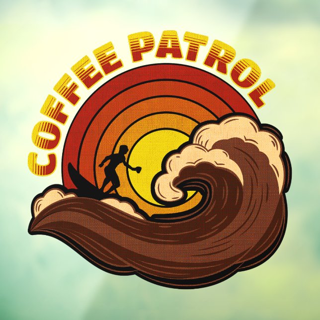 Retro Coffee Patrol Fensteraufkleber (Blatt 3)