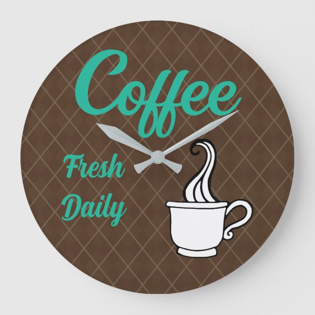 Retro Coffee Shop Hängematte Küche Geschenk Große Wanduhr (Vorderseite)