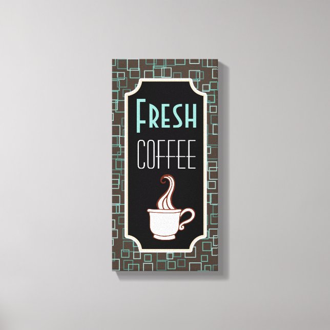 Retro Coffee Shop - Kunst-Zeichen Leinwanddruck (Vorderseite)