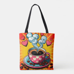 Retro Coffee Shop oder Café Tote Bag Tasche