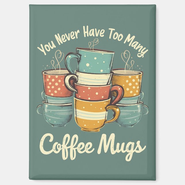 Retro Coffee Tasse Stack Illustration Magnet (Vorderseite)