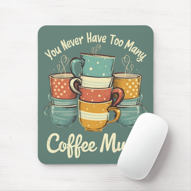 Retro Coffee Tasse Stack Illustration Mousepad (Mit Mouse)
