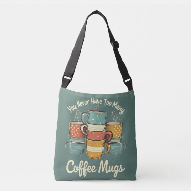 Retro Coffee Tasse Stack Illustration Tragetaschen Mit Langen Trägern (Vorderseite)