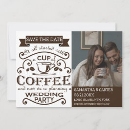 Retro Coffee themed weded Save the Date Design Einladung