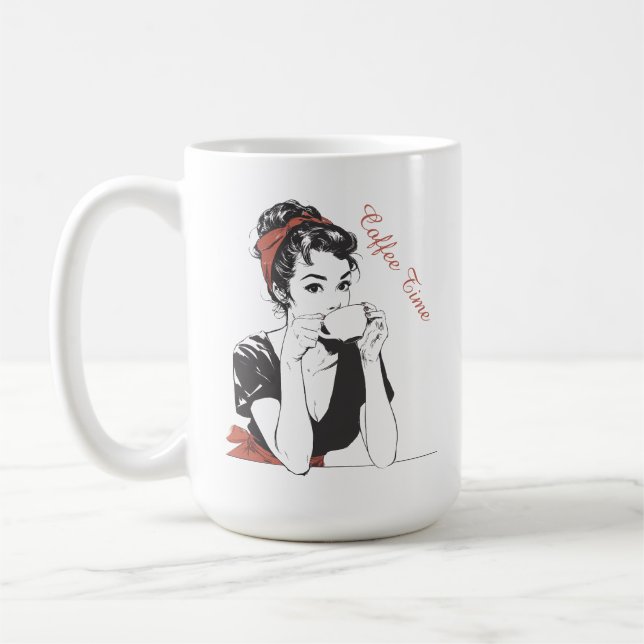 Retro Coffee time Pinup drinking coffee design  Kaffeetasse (Links)
