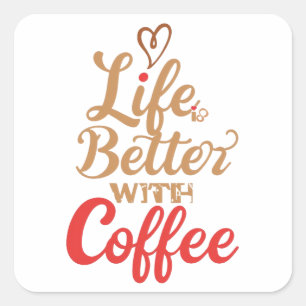 Retro-Coffeeliebhaber-Typografie Quadratischer Aufkleber