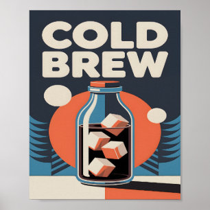 Retro Cold Brew Kaffee Mid Century Modern Küche Poster