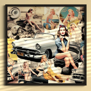 Retro-Collage Mädchen 1950er Jahre Poster