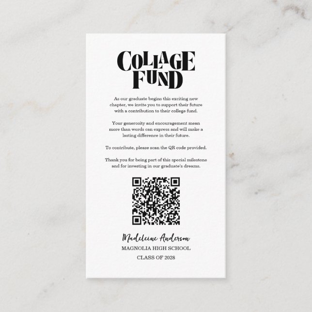 Retro College Fund Graduation Black Checkerboard Begleitkarte (Vorderseite)