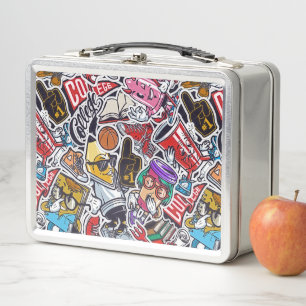 Retro College Life Maskottchen Sticker Bomb Metall Brotdose