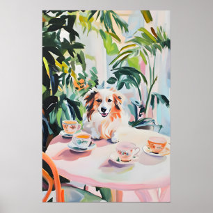 Retro Collie Poster, Collie Ölbild, Vintage Poster
