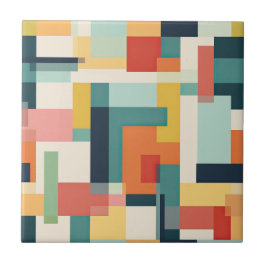 Retro Color Blocks Mid Century Modern Geometric Fliese