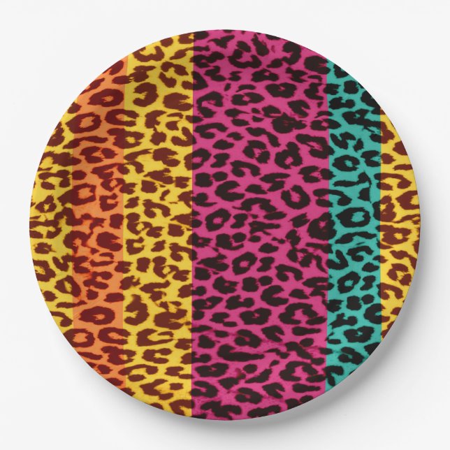 Retro Color Leopard Print Skin #117 Pappteller (Vorderseite)