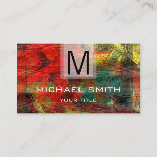 Retro Color Modern Wood Grain Monogram #3 Visitenkarte