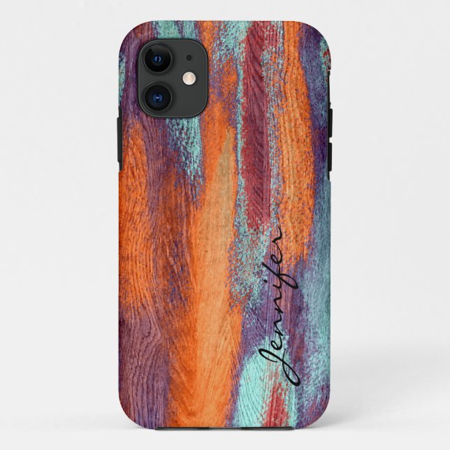 Retro Color Wood Grain Textur Case-Mate iPhone Hülle (Rückseite)