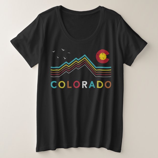 Retro Colorado Flag Rocky Mountain Große Größe T-Shirt (Design vorne)