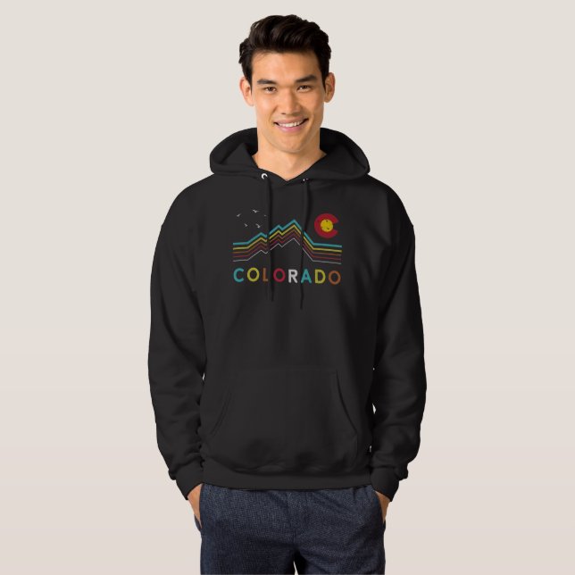 Retro Colorado Flag Rocky Mountain Hoodie (Vorne ganz)