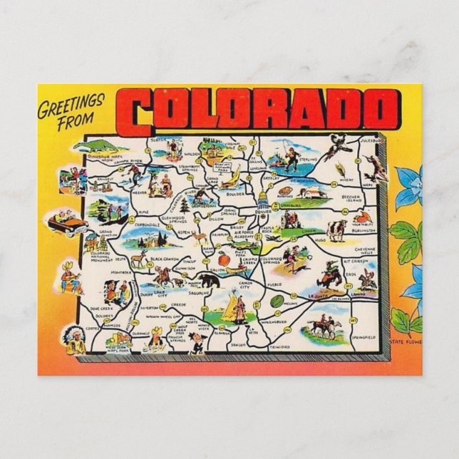 Retro Colorado Karte Postkarte (Vorderseite)
