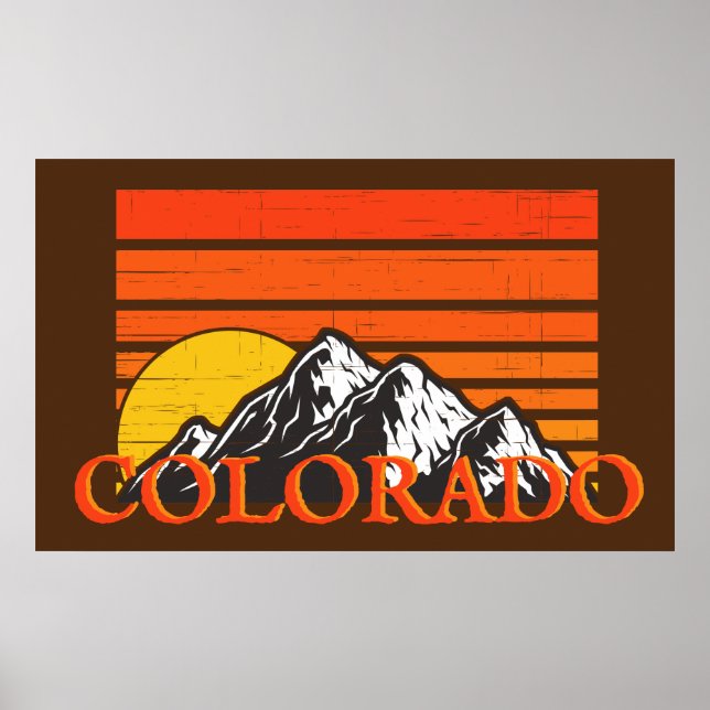Retro Colorado Rocky Mountain Sunset Poster (Vorne)