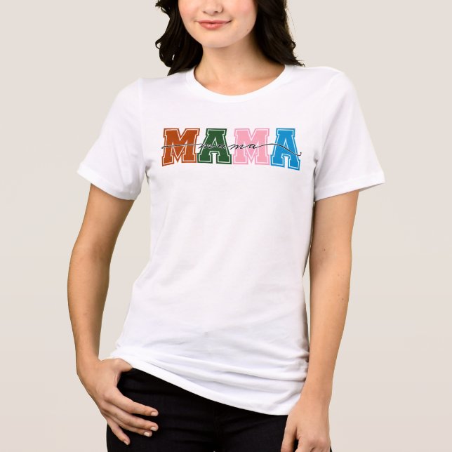 Retro Colorblock MAMA T - Shirt - Fett & hell (Vorderseite)