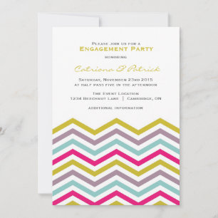 Retro coloré Chevron Engagement Party Invitation
