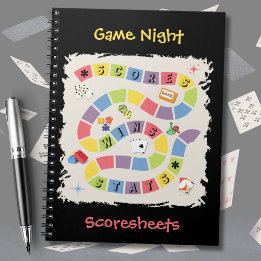 Retro Colorful Board Game Scoresheet Notebook Notizblock