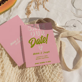 Retro Colorful Funky Bold Fun Einzigartige Hochzei Save The Date