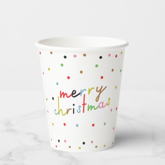 Retro COLORFUL polka dot CHRISTMAS - Moderner Urla Pappbecher (Vorderseite)