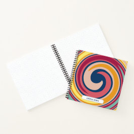 Retro Colorful Psychedelic Swirl Personalized Notizbuch