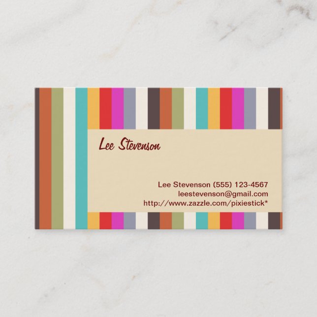 Retro Colorful Stripes Business Card Visitenkarte (Vorderseite)
