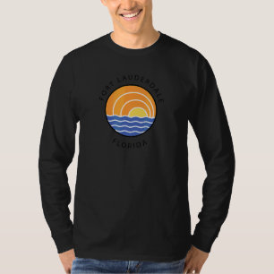 Retro Colorful Sunset Fort Lauderdale Florida Ocea T-Shirt