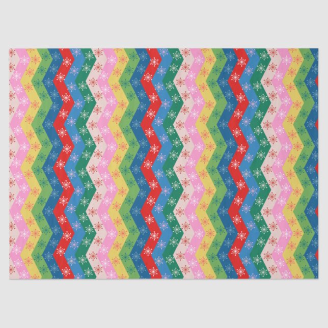 Retro Colorful zigzag Snowflake Pattern Seidenpapier (Vorderseite)