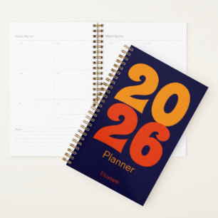 Retro Colors Blue and Orange Name 2025 Planer