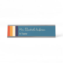 Retro Colors Blue Orange Bisque Stripes Teacher