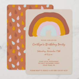 Retro Colors Rainbow Doodle Geburtstagsparty Einladung