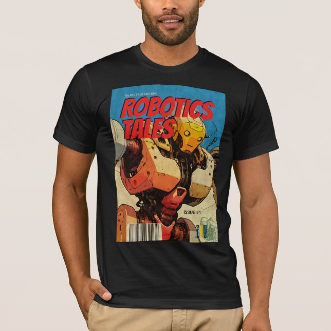 Retro Comic Book Cover Robot Graphic T-Shirt (Vorderseite)