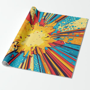 Retro-Comic-Book-Gelb-Explosion-Pop-Art Geschenkpapier