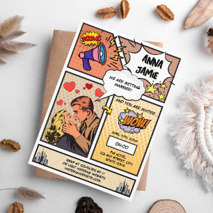 Retro Comic Book Superhero Einzigartige Hochzeit Einladung