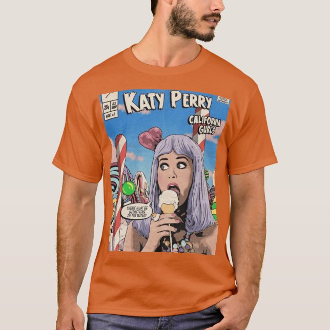 Retro Comic Cover Katy Perry Music Artwork caesium T-Shirt (Vorderseite)