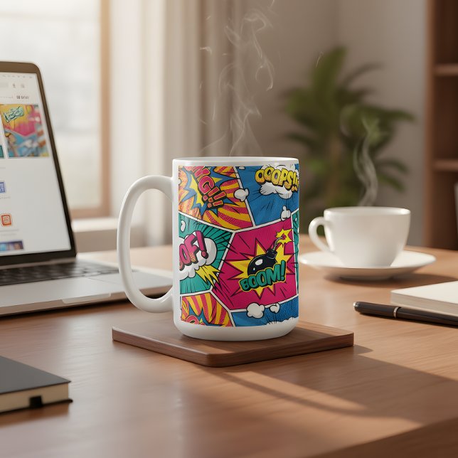 Retro-Comic-Explosion - lebendige Kunst des Pops Kaffeetasse (Von Creator hochgeladen)