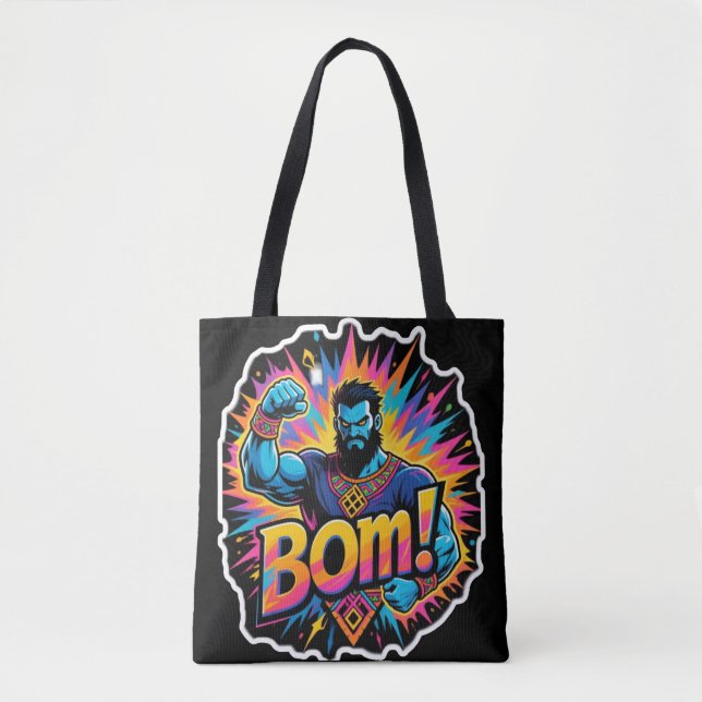 Retro-Comic-Explosion muskulöser Superheld.BOM!Pow Tasche (Vorderseite)