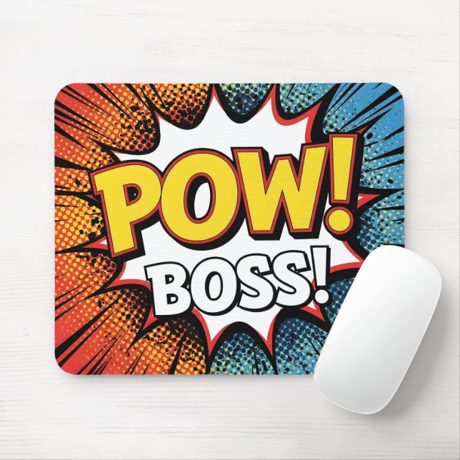 Retro-Comic-Heft POW BOSS! Action Office Mousepad (Mit Mouse)