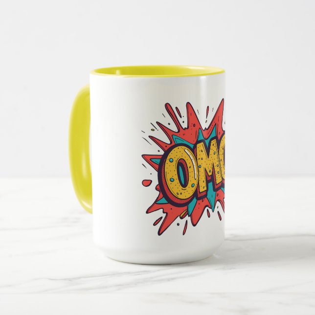 Retro-Comic-“OMG!”-Pop-Art-Kaffeetasse Tasse (Vorderseite Links)