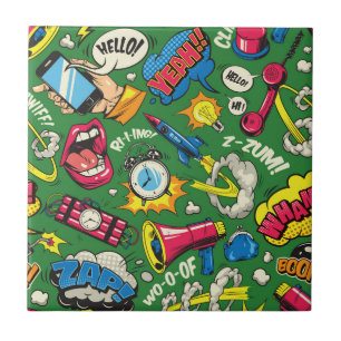 Retro-Comic-Pop-Art-Muster Keramikfliese