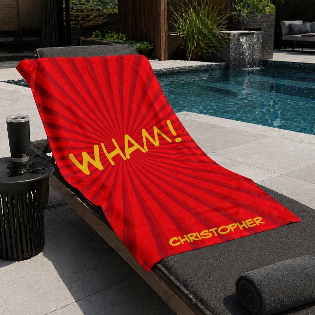Retro-Comic-Pop-Art-Name nach Maß Strandtuch (Von Creator hochgeladen)