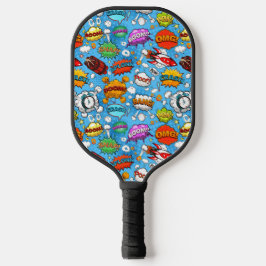 Retro Comic-Sprechblasen Nahtloses Muster Pickleball Schläger
