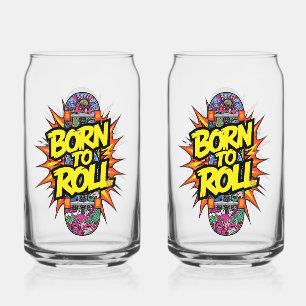 Retro-Comic-Stil "Born to Roll" Skater Dosenglas