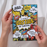 Retro Comic Superheroes Geburtstagsparty Einladung<br><div class="desc">Retro Comic Superhelden Geburtstagsparty Einladung von Goldensoemaparty</div>
