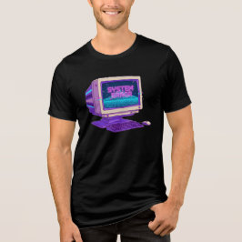 Retro Computer Glitch System Error Tech Graphic Tri-Blend Shirt