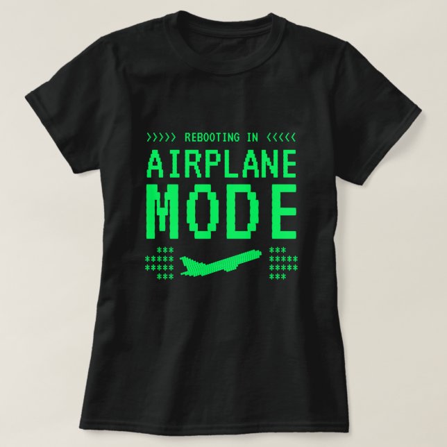 Retro-Computer-Stil Flugzeugmodus T-Shirt (Design vorne)
